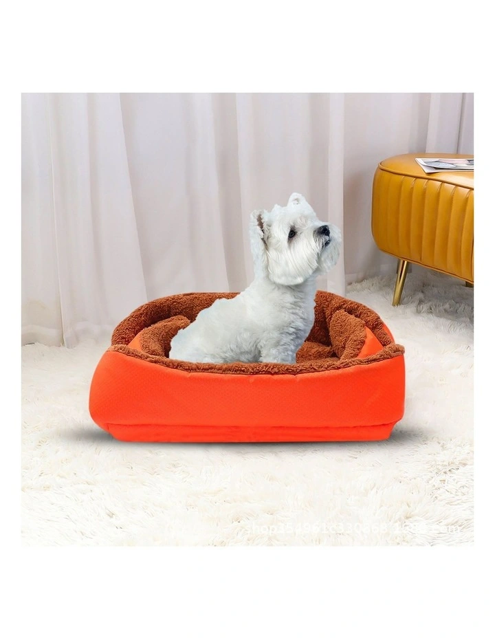 SOGA 2X Orange Plush Cat & Dog Bed Cushion Nest image 5