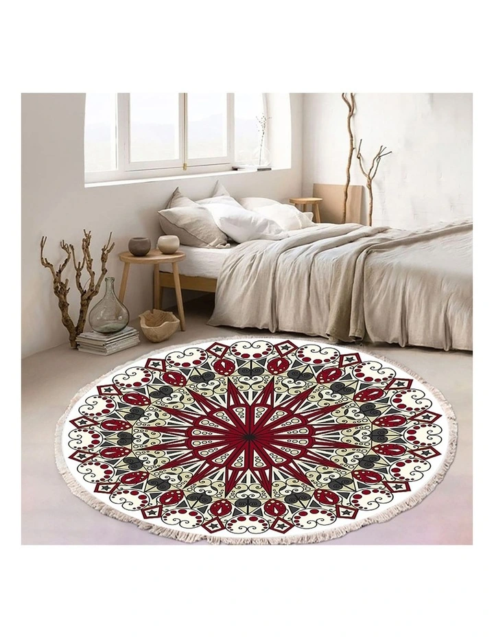 SOGA 2X 120cm Modern Ethnic Mandala Rug with Tassels image 2