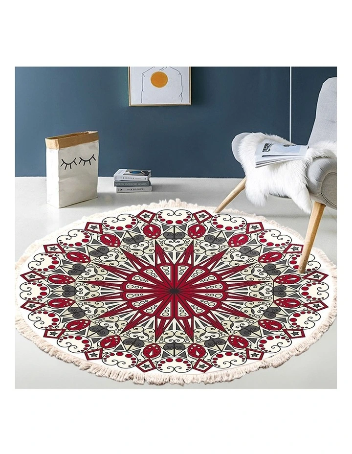SOGA 2X 120cm Modern Ethnic Mandala Rug with Tassels image 3
