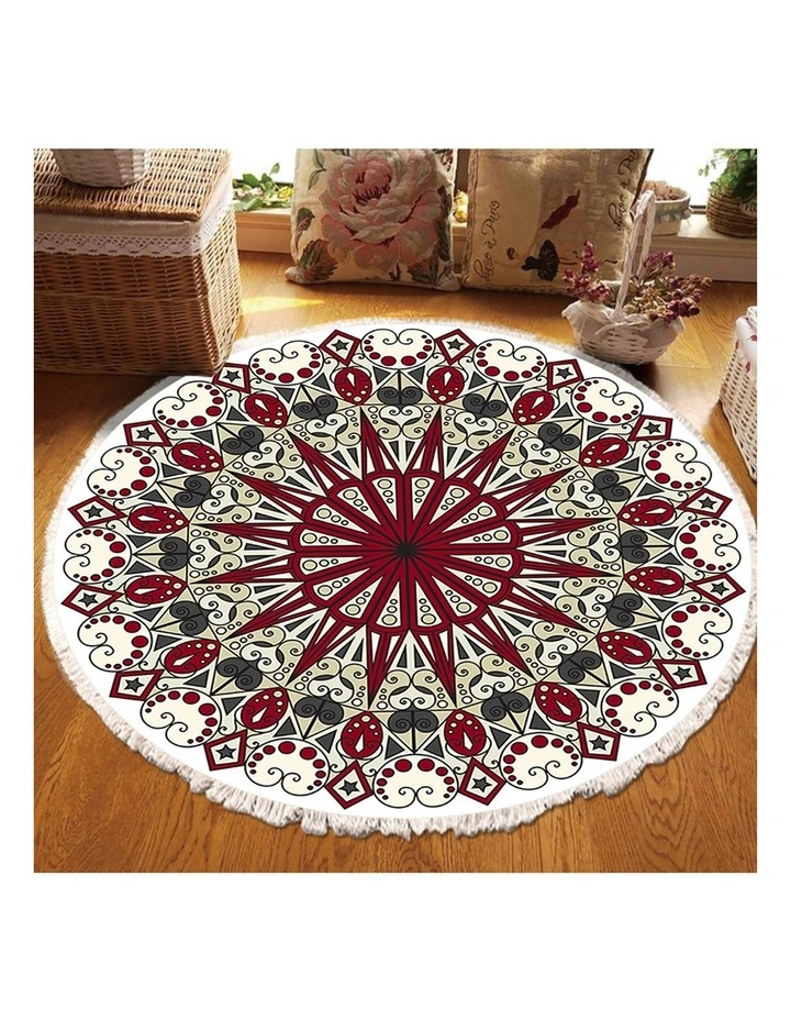 SOGA 2X 120cm Modern Ethnic Mandala Rug with Tassels image 4