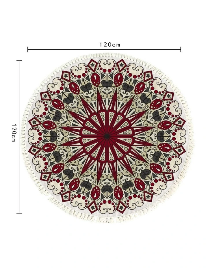 SOGA 2X 120cm Modern Ethnic Mandala Rug with Tassels image 6