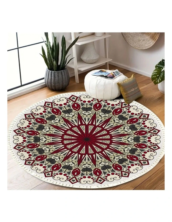 SOGA 2X 120cm Modern Ethnic Mandala Rug with Tassels image 7