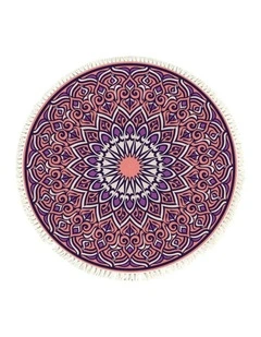 SOGA 90cm Purple Mandala Round Non-Slip Area Rug