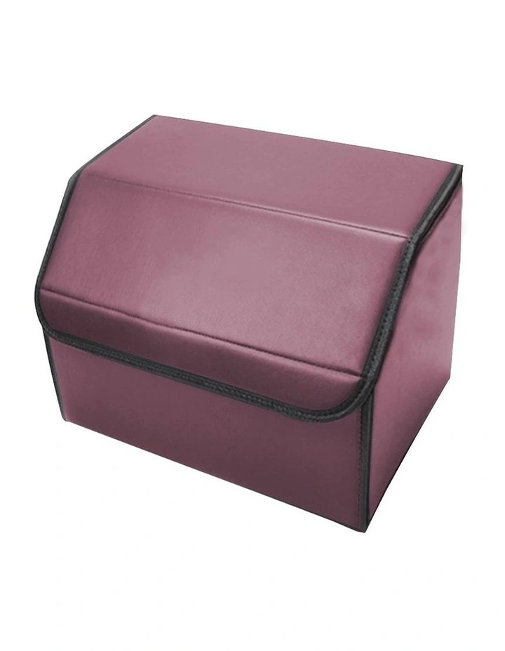 SOGA 2X Small Foldable Leather Car Boot Trunk Storage Organizer Boxes Red image 3