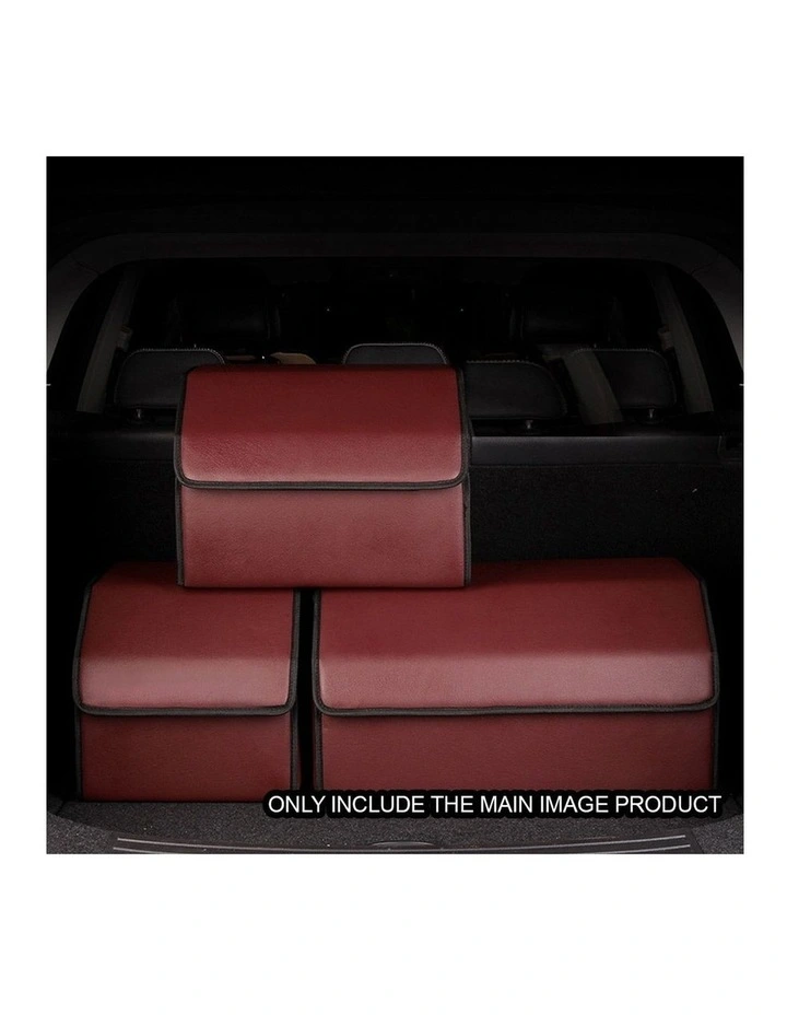 SOGA 2X Small Foldable Leather Car Boot Trunk Storage Organizer Boxes Red image 5