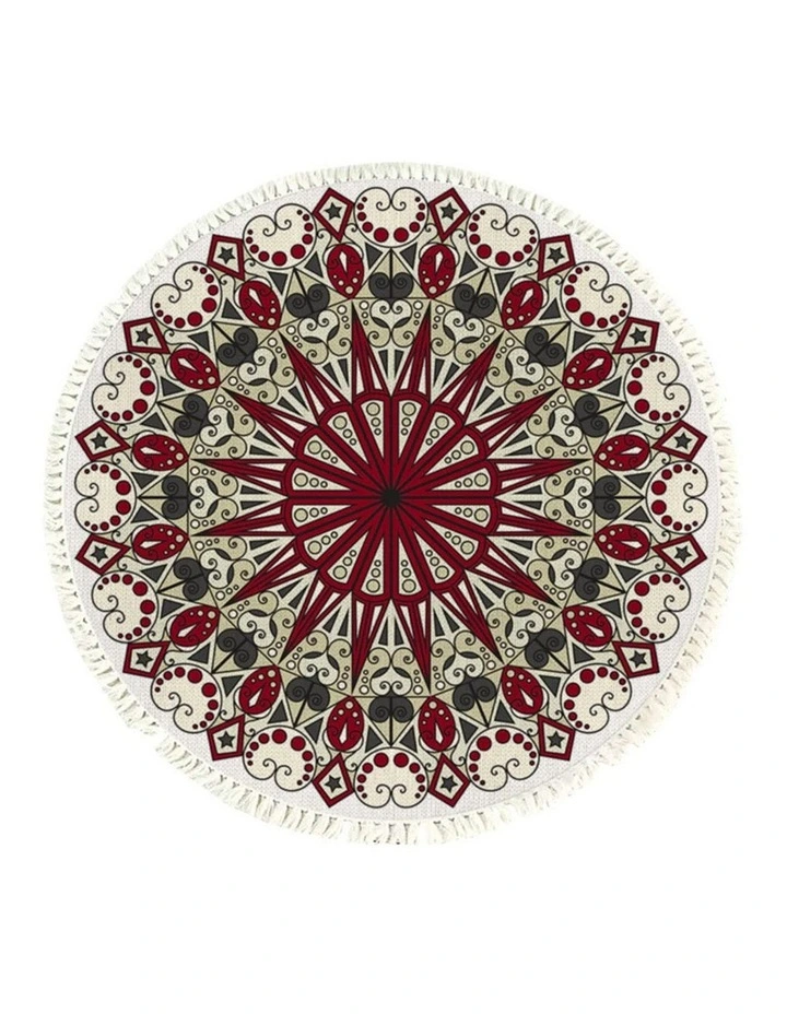 SOGA 120cm Modern Ethnic Mandala Rug with Tassels image 1