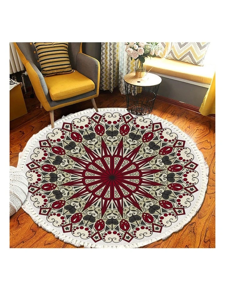 SOGA 120cm Modern Ethnic Mandala Rug with Tassels image 5