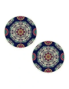 SOGA 2X 90cm Bohemian Geometric Round Non-Slip Area Rug