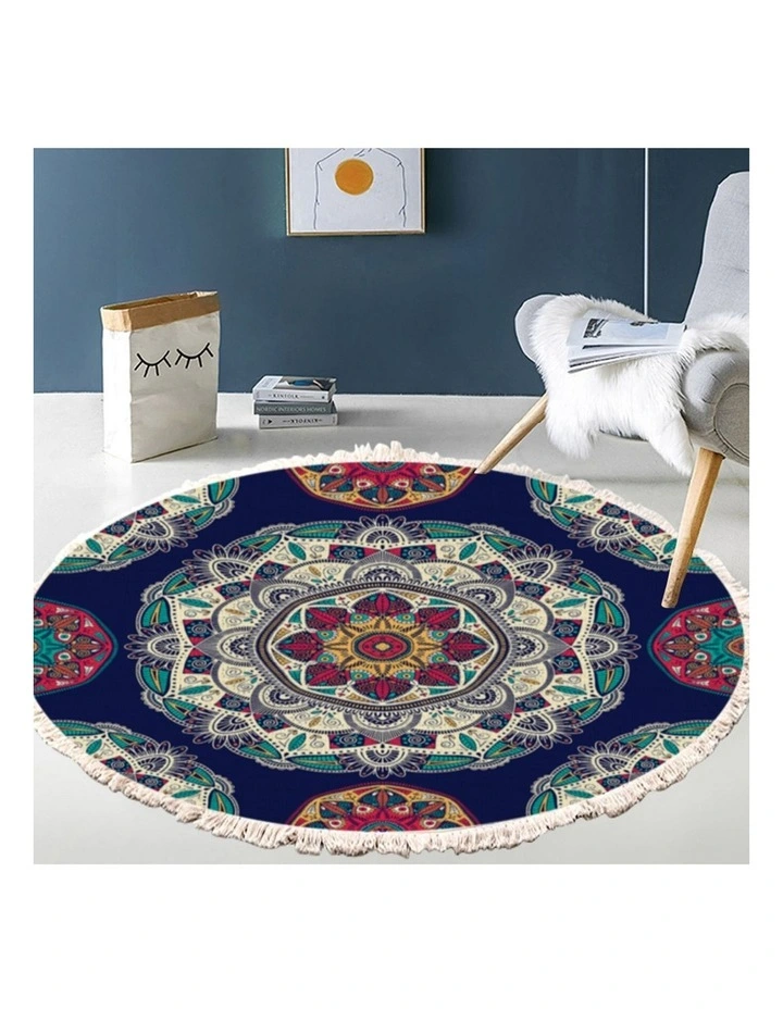 SOGA 2X 90cm Bohemian Geometric Round Non-Slip Area Rug image 4