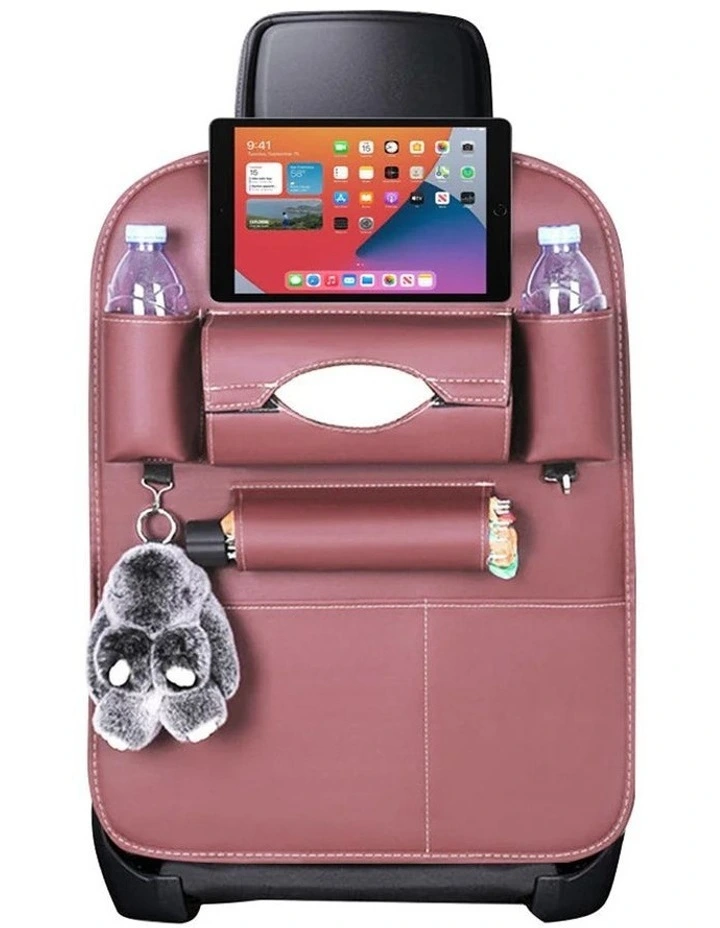 SOGA Car Back Seat Organiser Coffee PVC Leather image 1
