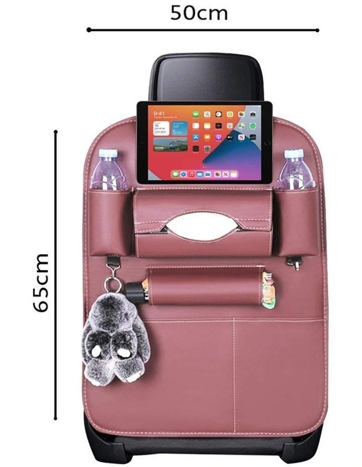 SOGA Car Back Seat Organiser Coffee PVC Leather image 2
