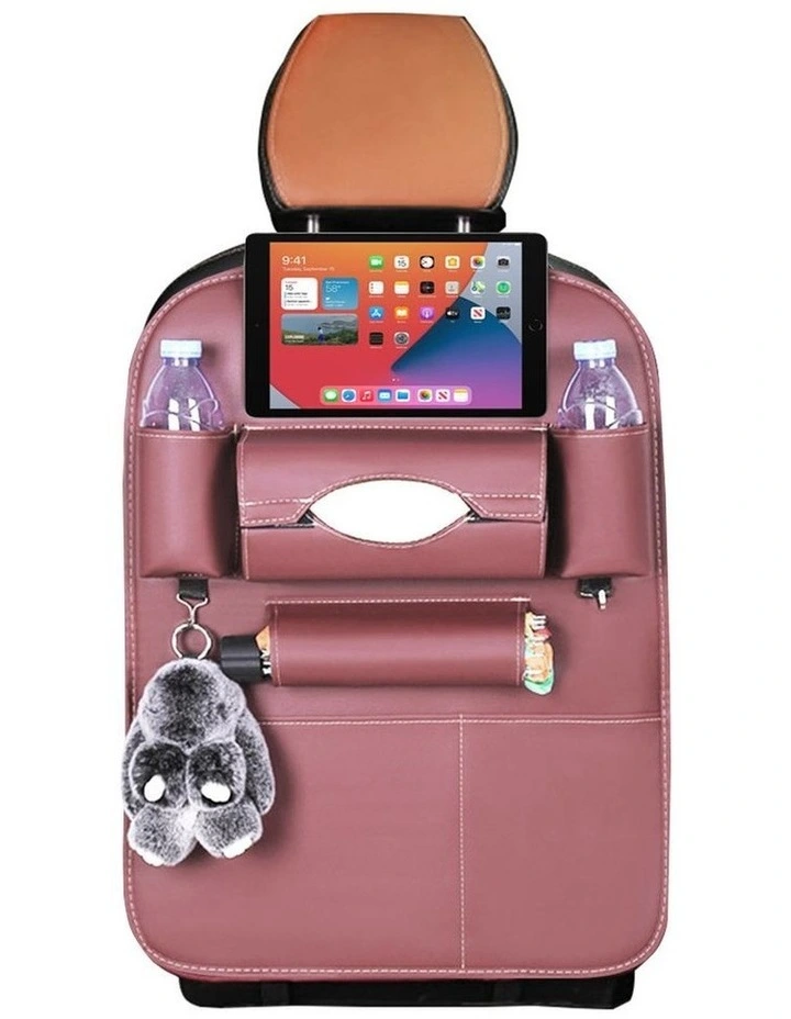 SOGA Car Back Seat Organiser Coffee PVC Leather image 3