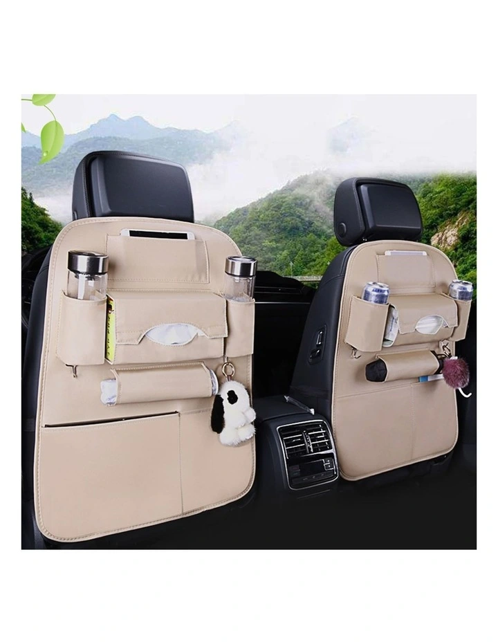 SOGA Car Back Seat Organiser White PVC Leather 2 Pack image 4