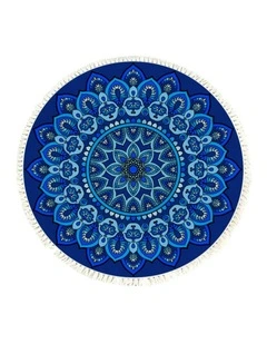 SOGA 90cm Blue Mandala Round Non-Slip Area Rug
