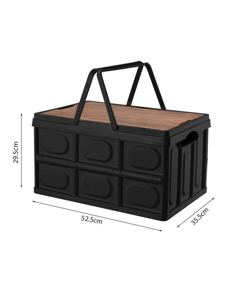 SOGA 2X 55L Foldable Storage Crates Black with Handle Camping Boxes image 7