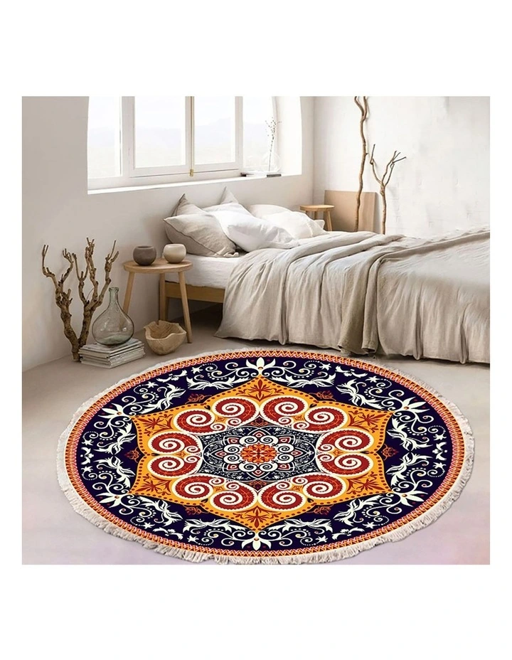 SOGA 90cm Ethnic Mandala Round Non-Slip Area Rug image 2
