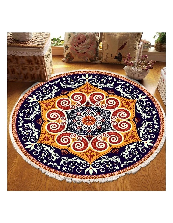 SOGA 90cm Ethnic Mandala Round Non-Slip Area Rug image 3