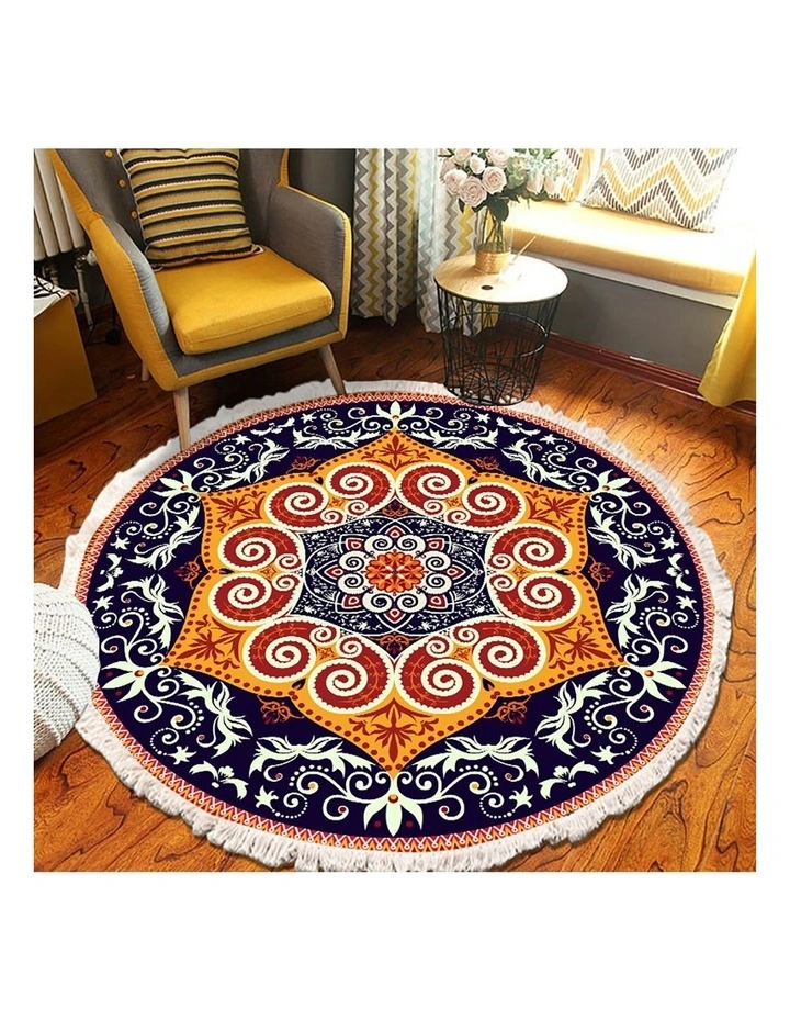 SOGA 90cm Ethnic Mandala Round Non-Slip Area Rug image 5