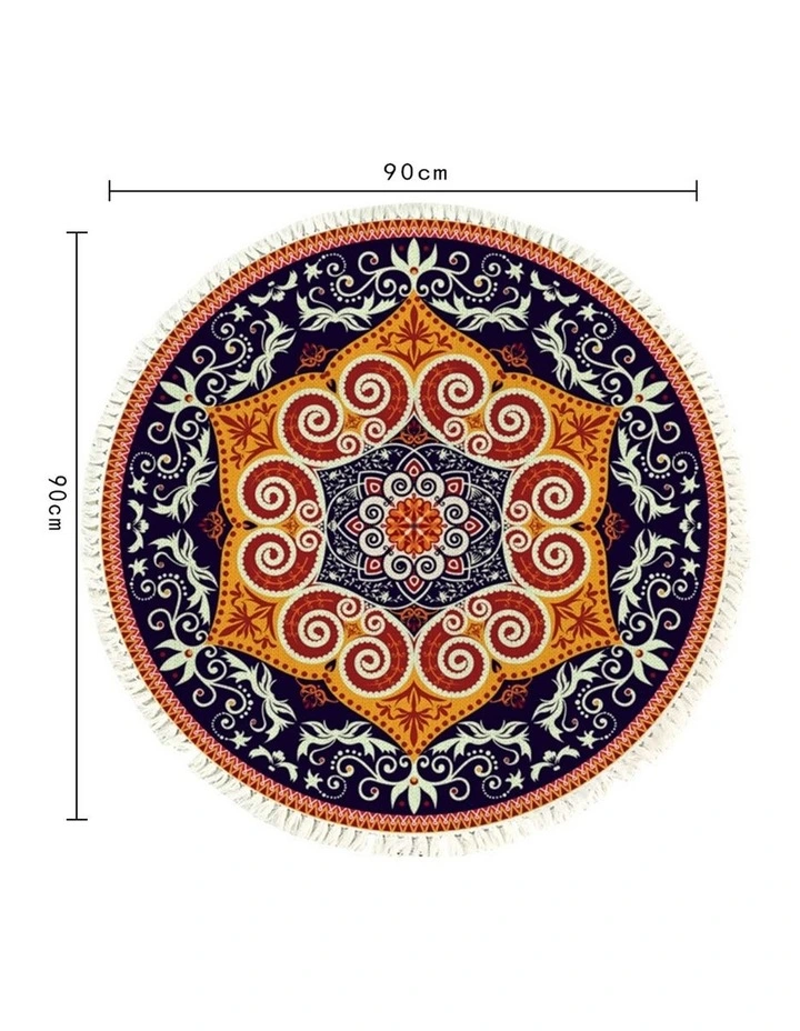 SOGA 90cm Ethnic Mandala Round Non-Slip Area Rug image 6