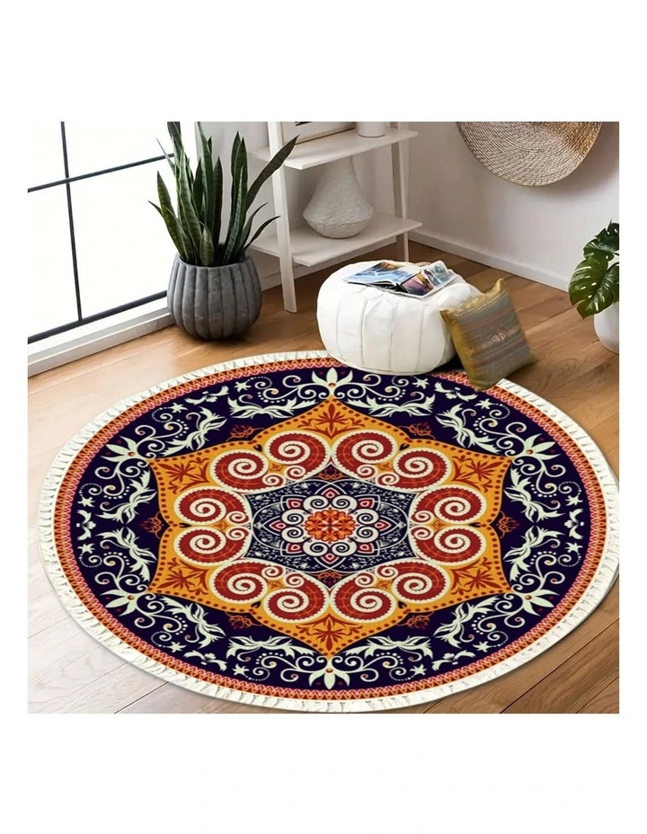 SOGA 90cm Ethnic Mandala Round Non-Slip Area Rug image 7