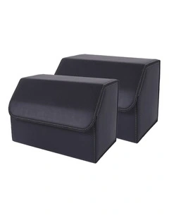 SOGA 2X Medium Foldable Car Boot Storage Organisers Black