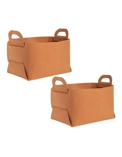 SOGA 2X Medium Coffee Felt Storage Bag Foldable Organiser with Handles