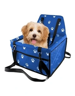 SOGA Blue Waterproof Pet Booster Car Seat with Mesh Carrier