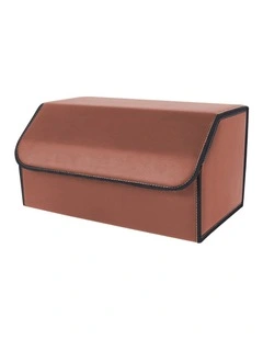 SOGA Large Foldable Leather Car Boot Trunk Storage Organizer Box Coffee