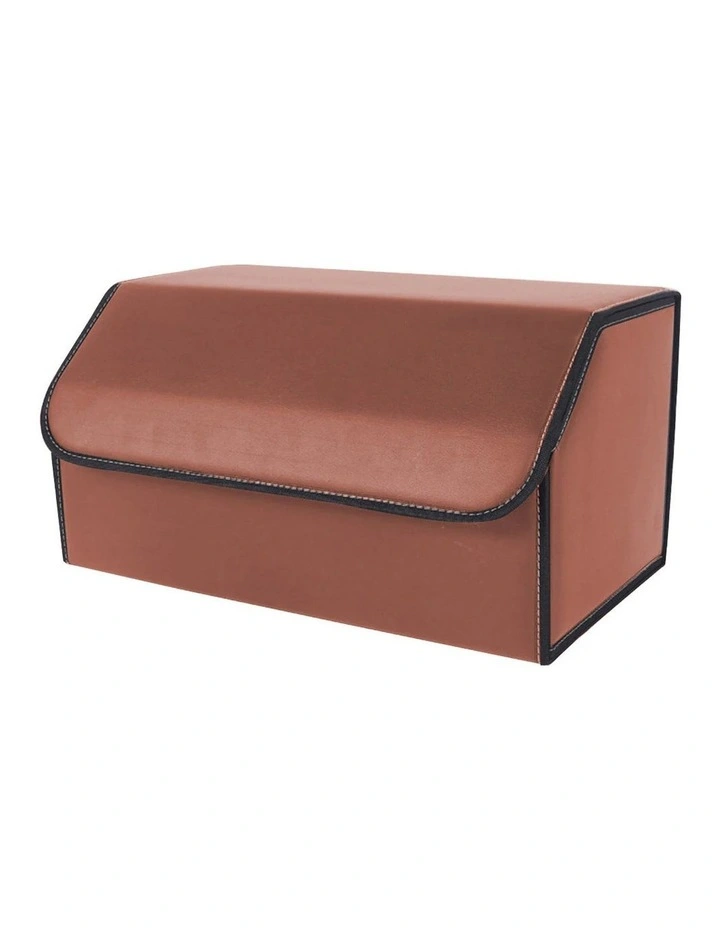 SOGA Large Foldable Leather Car Boot Trunk Storage Organizer Box Coffee image 1