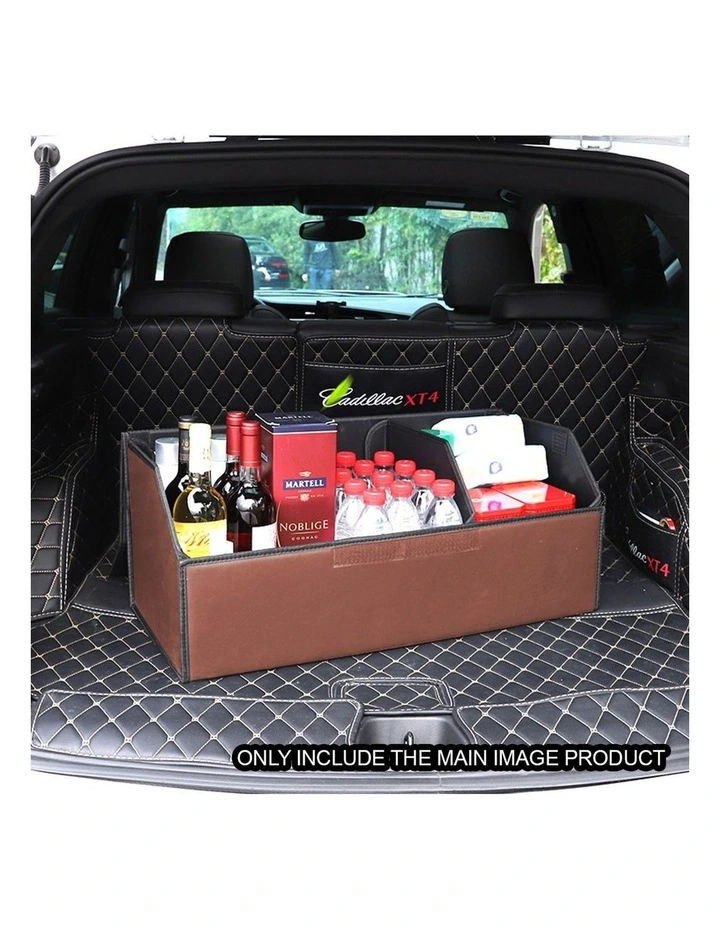 SOGA Large Foldable Leather Car Boot Trunk Storage Organizer Box Coffee image 5