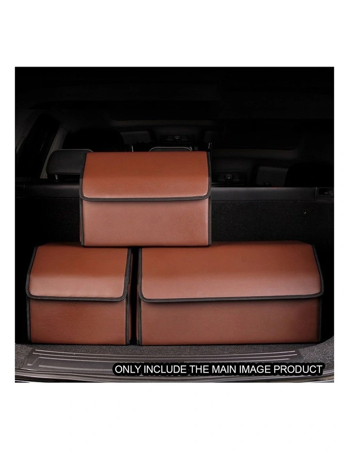 SOGA Large Foldable Leather Car Boot Trunk Storage Organizer Box Coffee image 6