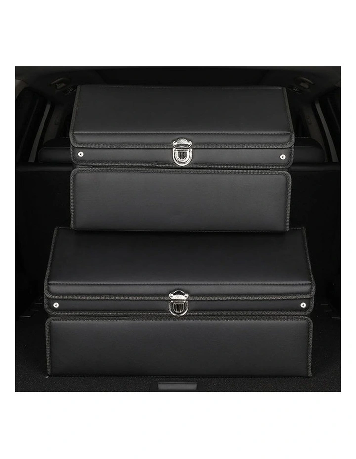 SOGA 2X 60cm Foldable Car Boot Storage Organisers Black with Lock image 5