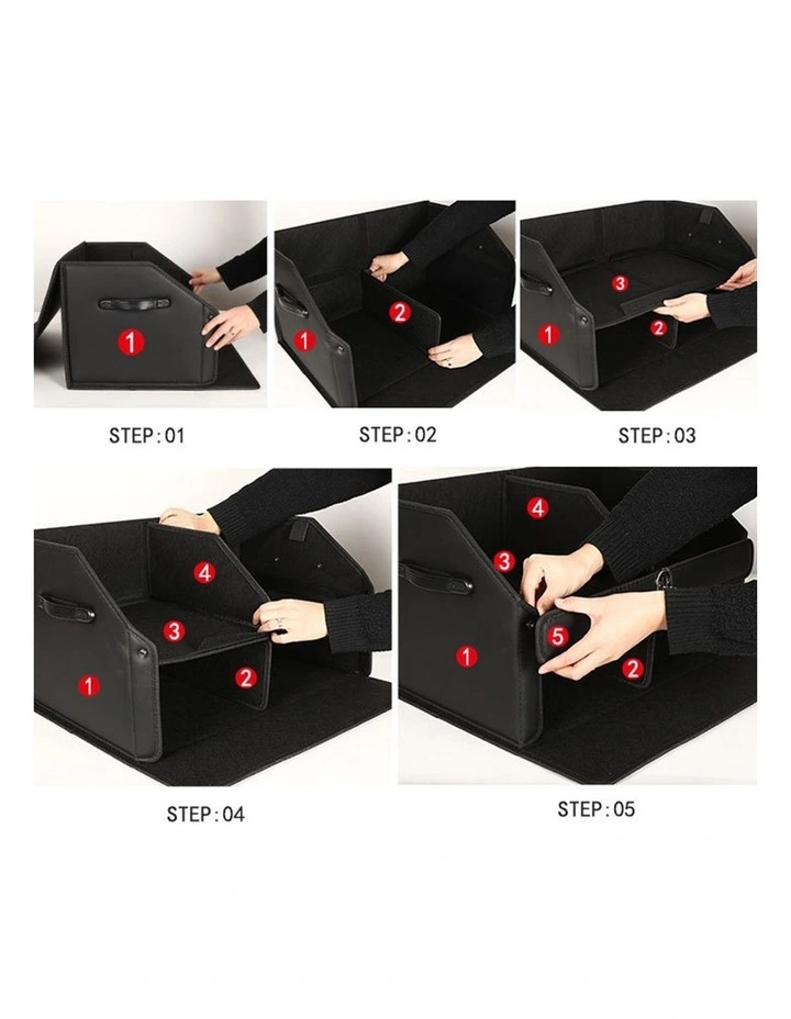 SOGA 2X 60cm Foldable Car Boot Storage Organisers Black with Lock image 7