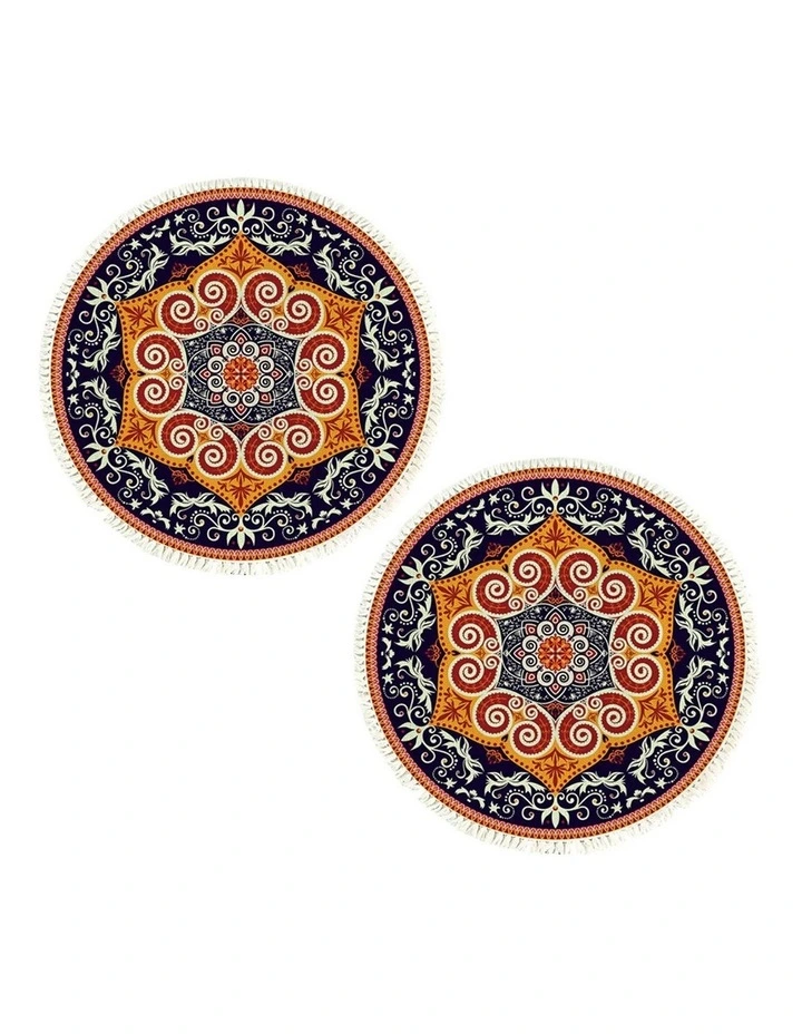 SOGA 2X 90cm Ethnic Mandala Round Non-Slip Area Rug image 1