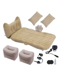 SOGA Inflatable Car Mattress Beige Honeycomb