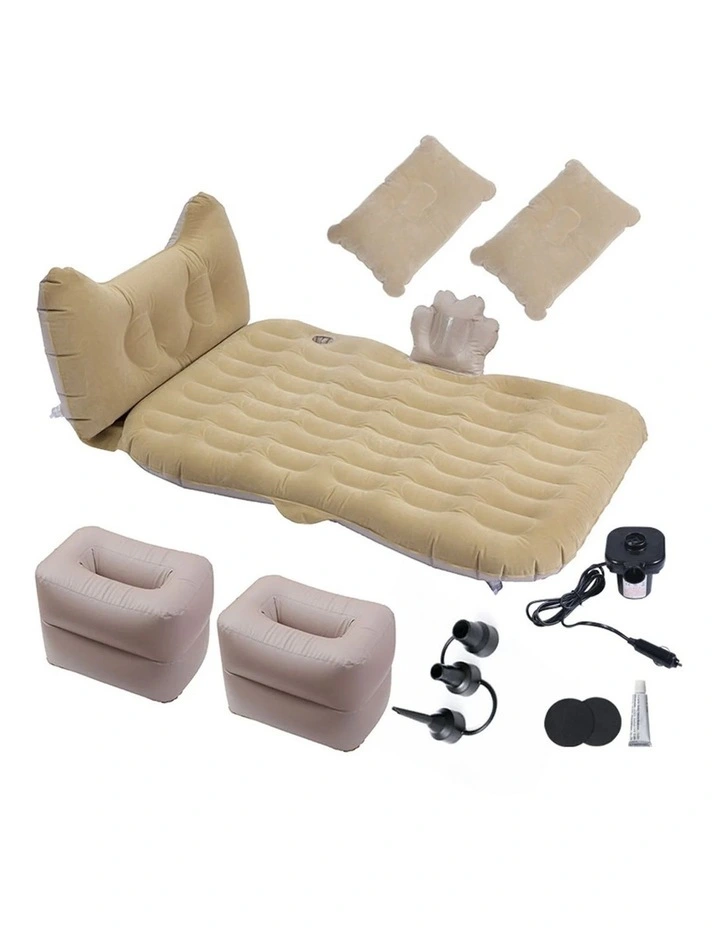 SOGA Inflatable Car Mattress Beige Honeycomb image 1