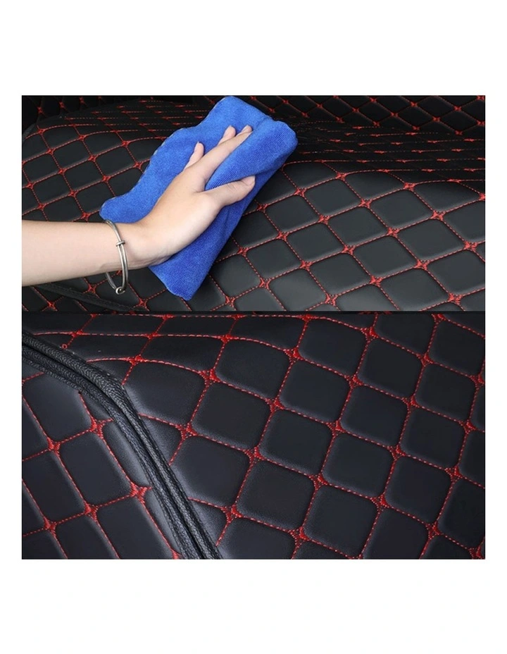 SOGA 2X Small Foldable Car Boot Storage Organisers Black Red Stitch image 3
