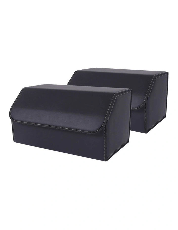 SOGA 2X Large Foldable Car Boot Storage Organisers Black image 1