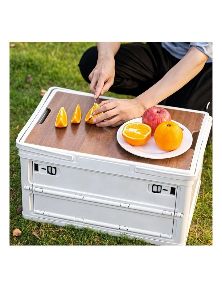 SOGA 2X 55L Foldable Storage Crates White with Handle Camping Boxes image 5