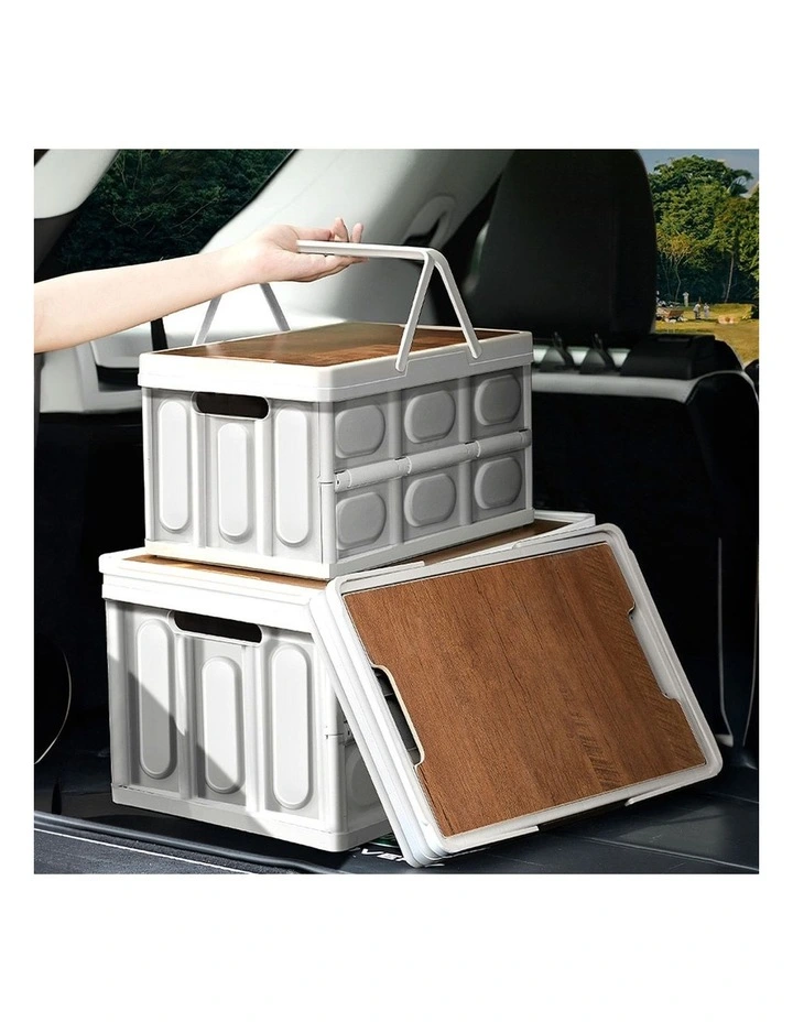 SOGA 2X 55L Foldable Storage Crates White with Handle Camping Boxes image 6