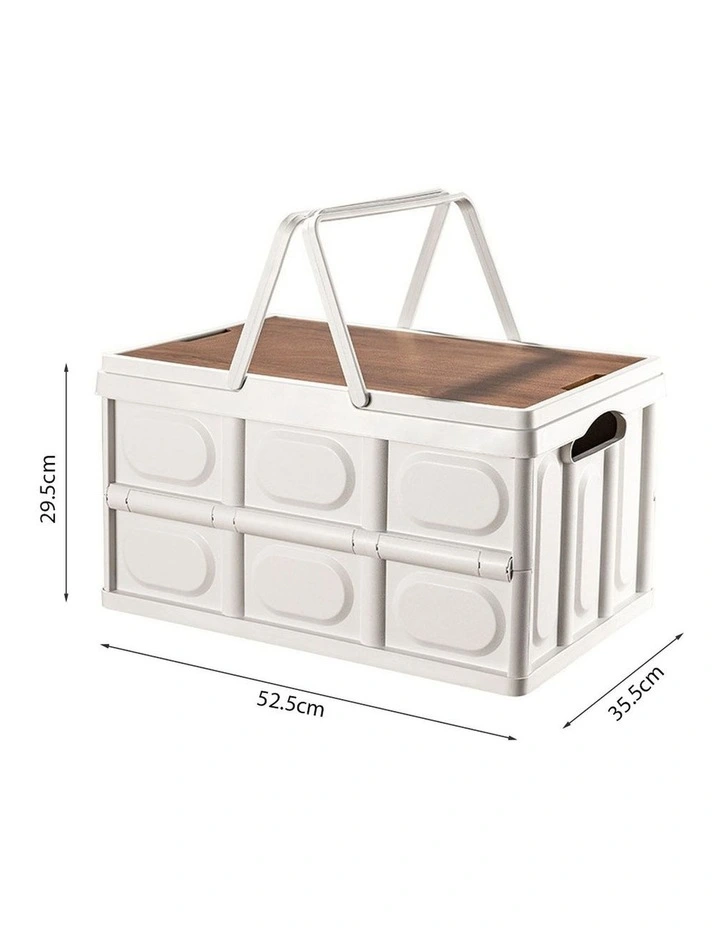 SOGA 2X 55L Foldable Storage Crates White with Handle Camping Boxes image 7