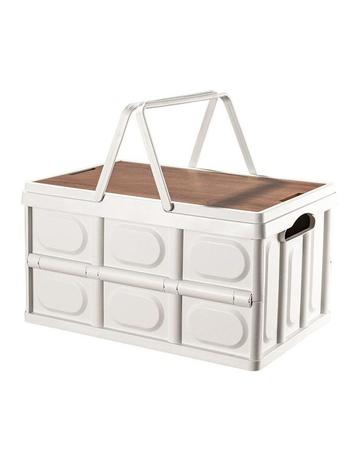 SOGA 18L Foldable Storage Crate White with Handle Camping Box image 1