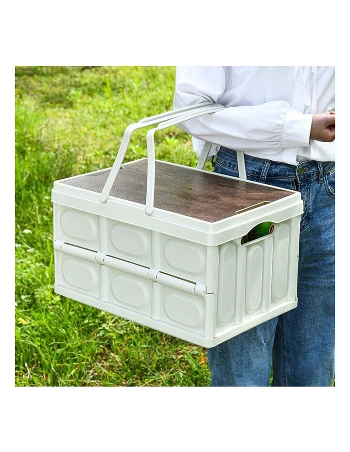 SOGA 18L Foldable Storage Crate White with Handle Camping Box image 3