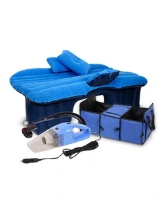SOGA Blue Inflatable Car Air Bed Set with Handheld Vacuum & Storage Bag