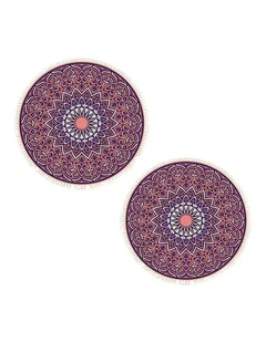 SOGA 2X 90cm Purple Mandala Round Non-Slip Area Rug