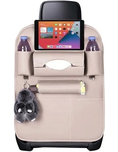 SOGA Car Back Seat Organiser White PVC Leather