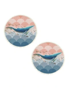 SOGA 2X 120cm Round Shark Print Area Rug with Tassels