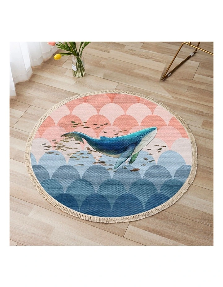 SOGA 2X 120cm Round Shark Print Area Rug with Tassels image 3