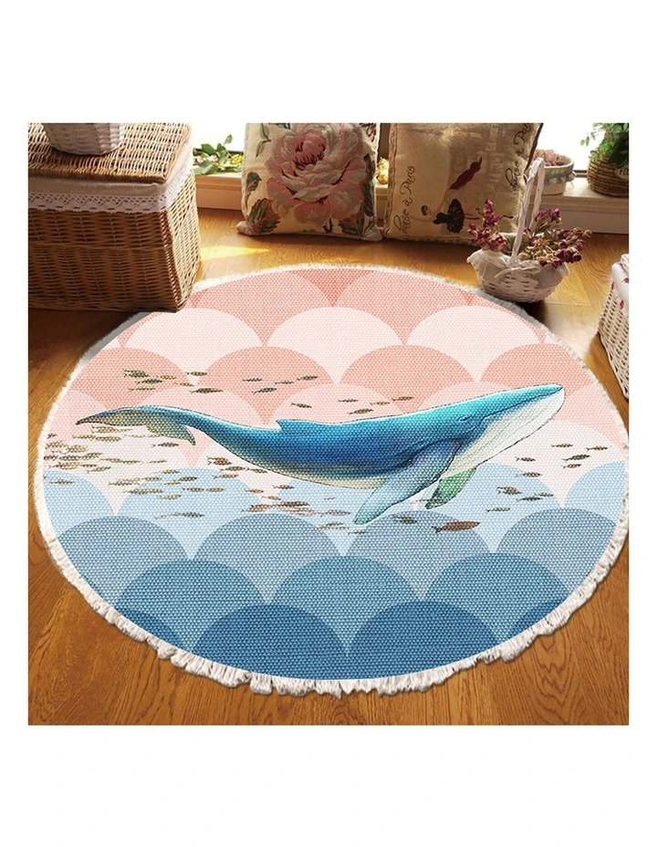 SOGA 2X 120cm Round Shark Print Area Rug with Tassels image 4
