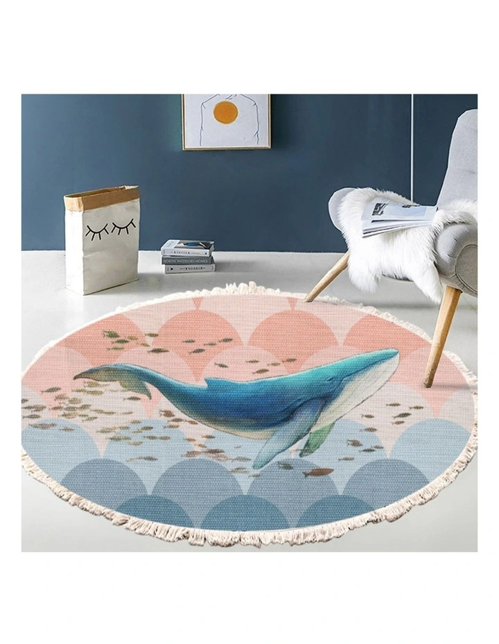 SOGA 2X 120cm Round Shark Print Area Rug with Tassels image 5